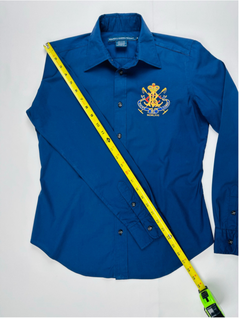 Ralph Lauren Sport Women’s Deep Cobalt Blue Crest Button Down Shirt Size 6 - Picture 4 of 14